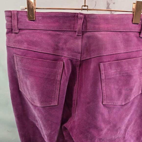 Vintage Leather Pants Womens 29 Pink Purple Y2K Flare Boot Suede High Rise - Picture 6 of 12